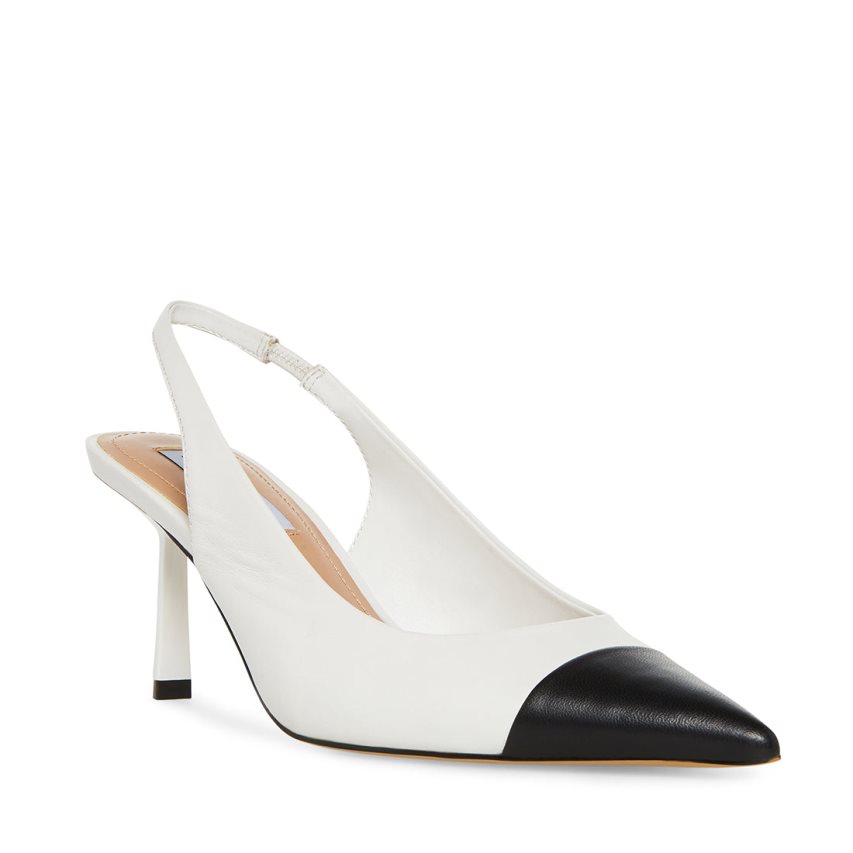 White Steve Madden Kling Leather Women's Heels | PH 7138ULE